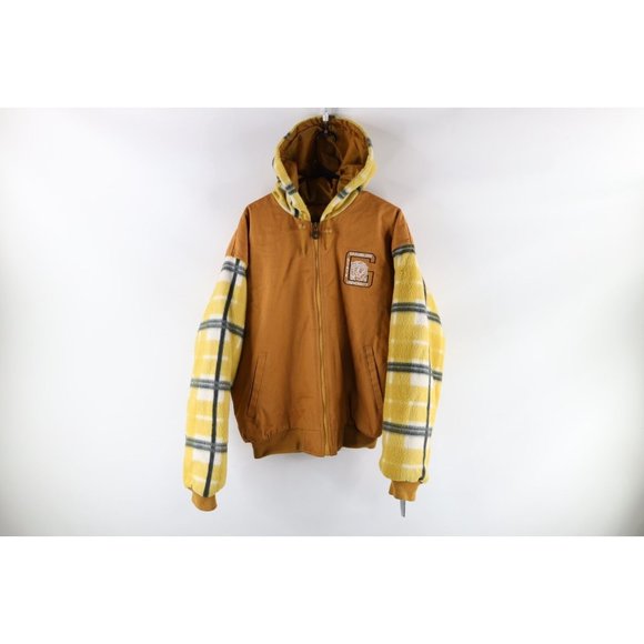 NOS Vtg 90s Mens Large Grambling State University Plaid Hooded Varsity Jacket
